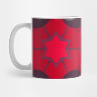 Retro Mandala Flower Red Blue and Black Mug